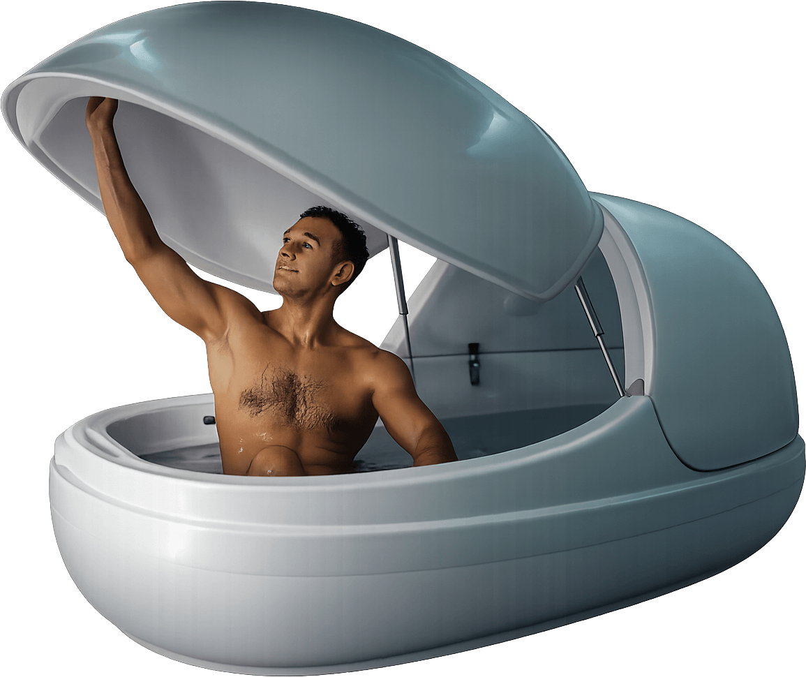 Person opening a float therapy pod